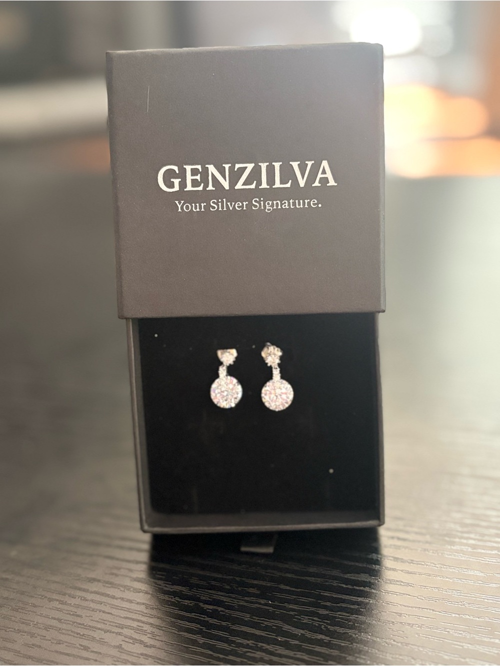 Silver Pavé Round Drop Earrings in Silver